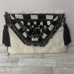 ibBan Calf Hair Leather Beaded Crossbody